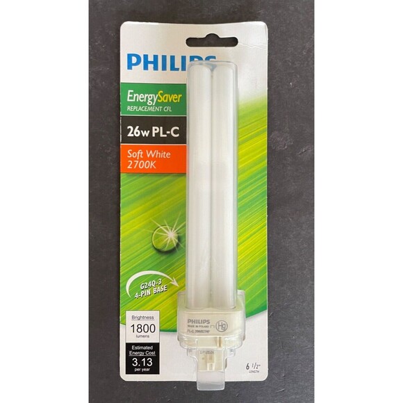 Philips Soft White Energy Saver Bulb 26w PL-C 6.5" Length G24Q-3  4-Pin Base New - Picture 1 of 3